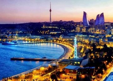 Baku Azerbaijan City Skyline Caspian Sea and Modern Architecture